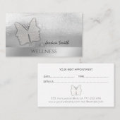 Carte De Visite Impressionnante feuille d'argent élégant papillon (Devant / Derrière)