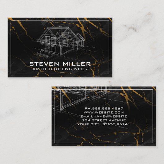 Carte De Visite Imprimantes bleues | Architecte | Construction | M (Devant / Derrière)