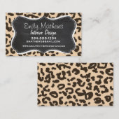 Carte De Visite Imprimé léopard couleur bisque ; Tableau noir rétr (Devant / Derrière)