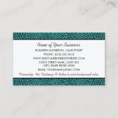 Carte De Visite Imprimé Monogram Turquoise et noir (Dos)