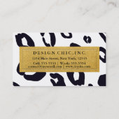 Carte de visite imprimée léopard noir et blanc gué (Dos)