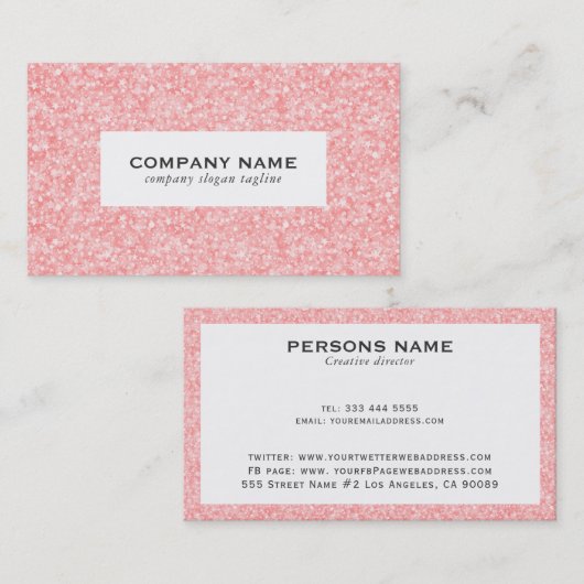 Carte De Visite Imprimer Parties scintillant rose pâle (Devant / Derrière)
