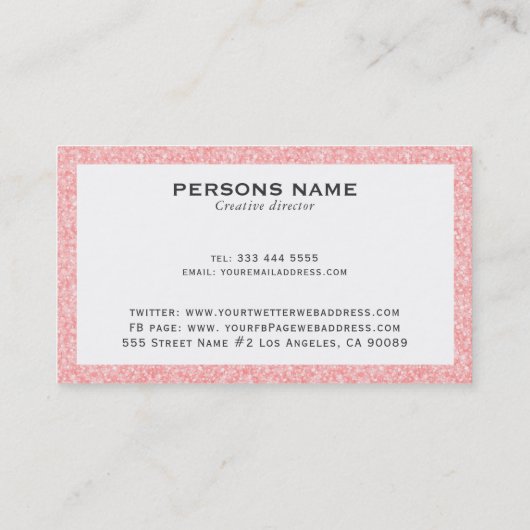 Carte De Visite Imprimer Parties scintillant rose pâle (Dos)