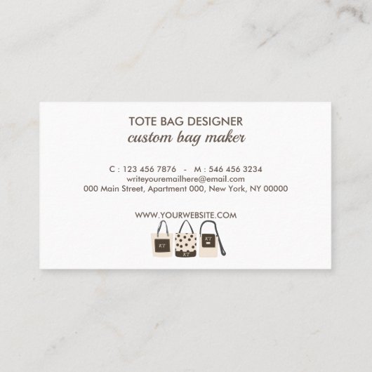 Carte De Visite Imprimer sur demande Sacs fourre-tout Monogrammes (Dos)