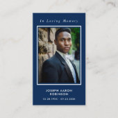 Carte De Visite In Love Memory Photo Funeral Blue Prayer Card (Devant)