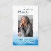Carte De Visite In Love Memory Photo Funeral Blue Prayer Card (Devant)