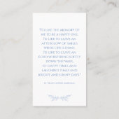 Carte De Visite In Loving Memory Blue Botanical Photo Prayer Card (Dos)