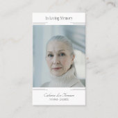 Carte De Visite In Loving Memory Classic Photo Prayer Card (Devant)