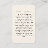 Carte De Visite "In loving Memory" Elegant  Beige Photo Prayer  (Dos)