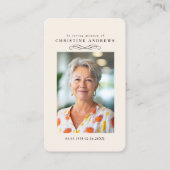 Carte De Visite "In loving Memory" Elegant  Beige Photo Prayer  (Devant)