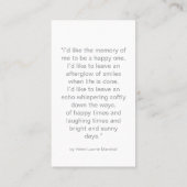 Carte De Visite In Loving Memory Photo Funeral Prayer Card (Dos)