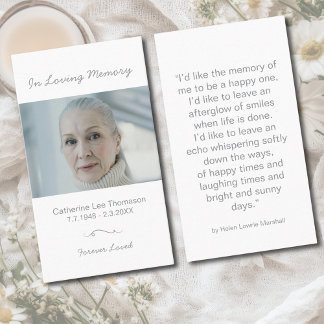 Carte De Visite In Loving Memory Photo Funeral Prayer Card