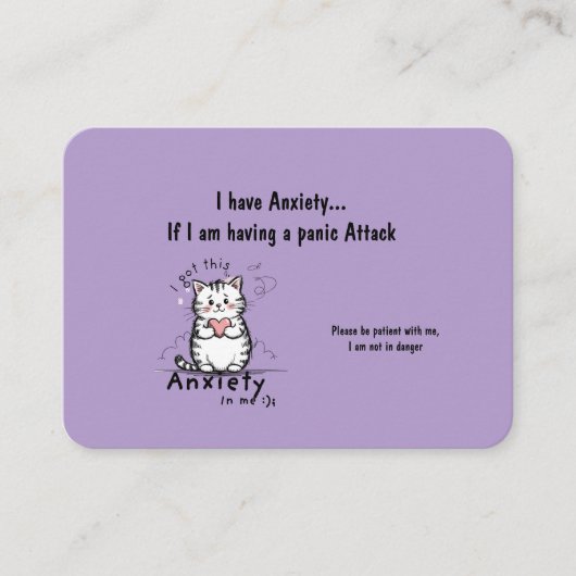 Carte De Visite Incase of a Panic Attack Business Card (Devant)