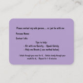 Carte De Visite Incase of a Panic Attack Business Card (Dos)