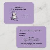 Carte De Visite Incase of a Panic Attack Business Card (Devant / Derrière)