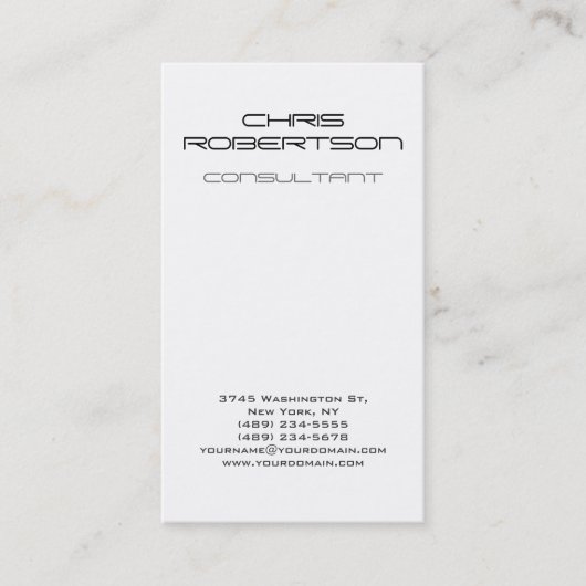 Carte de visite incliné blanc gris clair vertical (Devant)