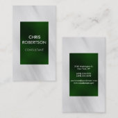 Carte de visite incliné vert gris clair vertical (Devant / Derrière)
