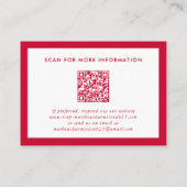 Carte De Visite INCLURE le logo de Bar Mitzvah code QR rouge marin (Dos)