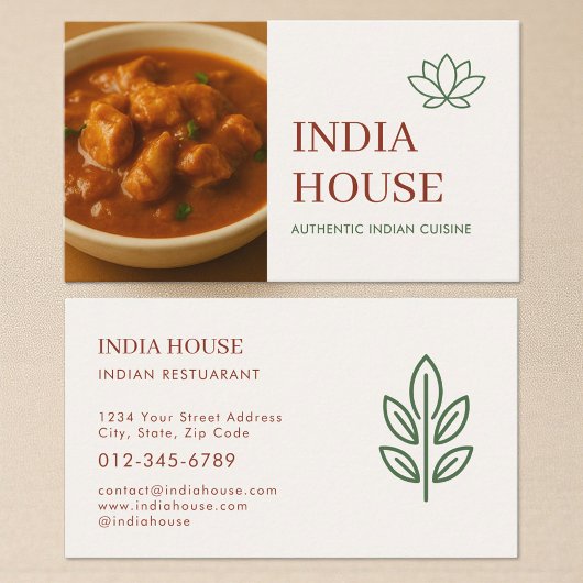 Carte De Visite Indian Restaurant Catering Service Photo