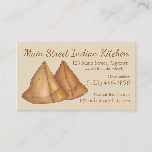 Carte De Visite Indian Samosas Restaurant Cuisine alimentaire Chef (Devant)