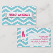 Carte De Visite Indicateur personnalisé bleu rose Chevron (Devant / Derrière)