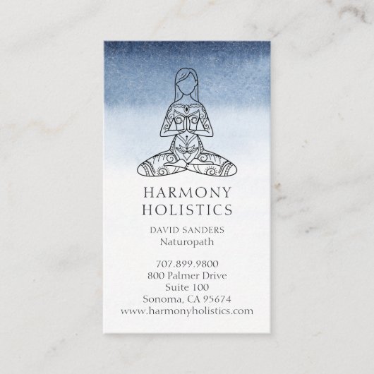 Carte De Visite Indigo Blue White Holistic Health (Devant)