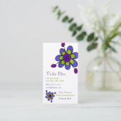 Carte De Visite Indigo et fleurs vertes d'amusement (Debout devant)