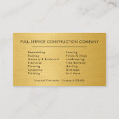 Carte De Visite Industrial Black & Gold Building Construction  (Dos)