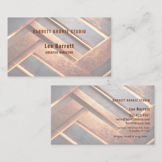 Carte De Visite Industrial Chic Copper Facet (Devant / Derrière)