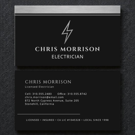 Carte De Visite Industrial Electrician Metallic Silver Black