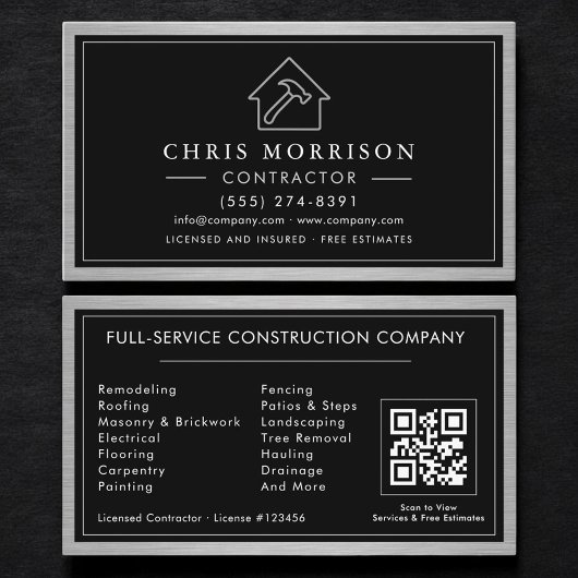 Carte De Visite Industrial Metal Construction QR Code
