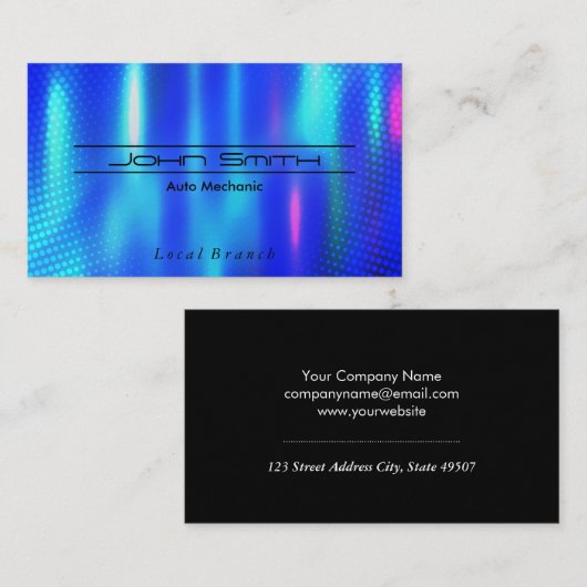 Carte de visite industriel brossé bleu métallique (Devant / Derrière)