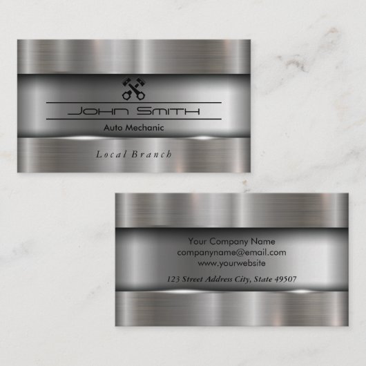 Carte De Visite Industriel brossé métallique (Devant / Derrière)