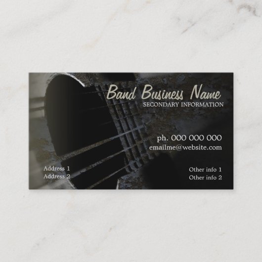 Carte de visite industriel Grunge Guitare V.3.0 (Devant)