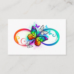 Carte De Visite Infini lumineux avec papillon arc-en-ciel