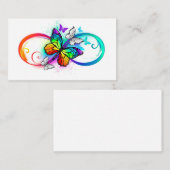 Carte De Visite Infini lumineux avec papillon arc-en-ciel (Devant / Derrière)
