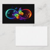 Carte De Visite Infini vibrant avec papillon arc-en-ciel sur noir (Devant / Derrière)