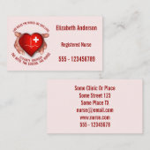 Carte De Visite Infirmier autorisé avec le coeur rouge dans des (Devant / Derrière)