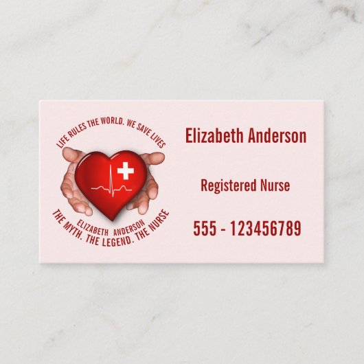 Carte De Visite Infirmier autorisé avec le coeur rouge dans des (Devant)
