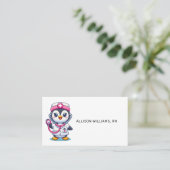 Carte De Visite Infirmier pinguin mignon rose Stethoscope professi (Debout devant)