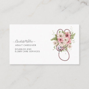 Carte De Visite Infirmière Adulte Adulte Aidante Florale Stethosco