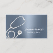 Carte De Visite Infirmière aidante moderne Dusty Blue Metallic Méd (Devant)