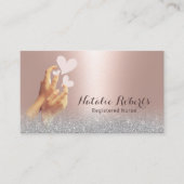 Carte De Visite Infirmière aidante Rose moderne Gold Soins Médical (Devant)