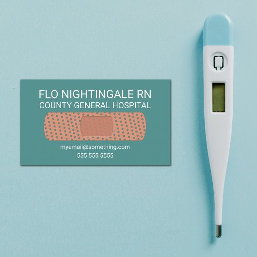 Carte De Visite Infirmière Bandage Turquoise