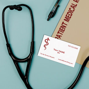 Carte De Visite Infirmière Bâton blanc d'Asclepius