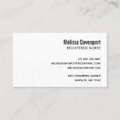 Carte De Visite Infirmière de l'ours mignonne portant un Masque Mé (Dos)