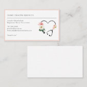 Carte De Visite Infirmière de santé Floral Stethoscope (Devant / Derrière)