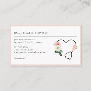 Carte De Visite Infirmière de santé Floral Stethoscope
