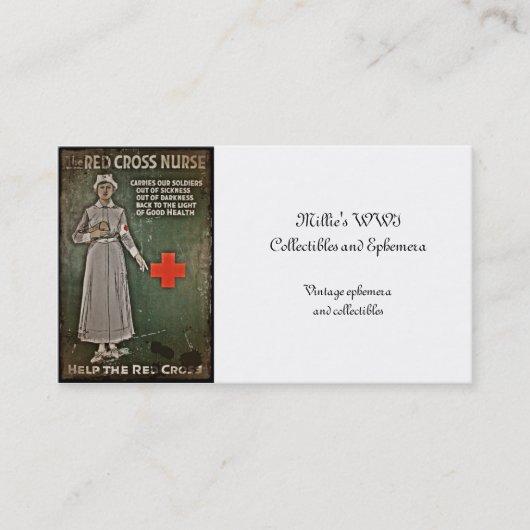 Carte De Visite Infirmière demandant des dons WWI (Devant)