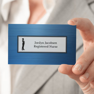 Carte De Visite Infirmière diplômée d'État Look métallisé bleu élé